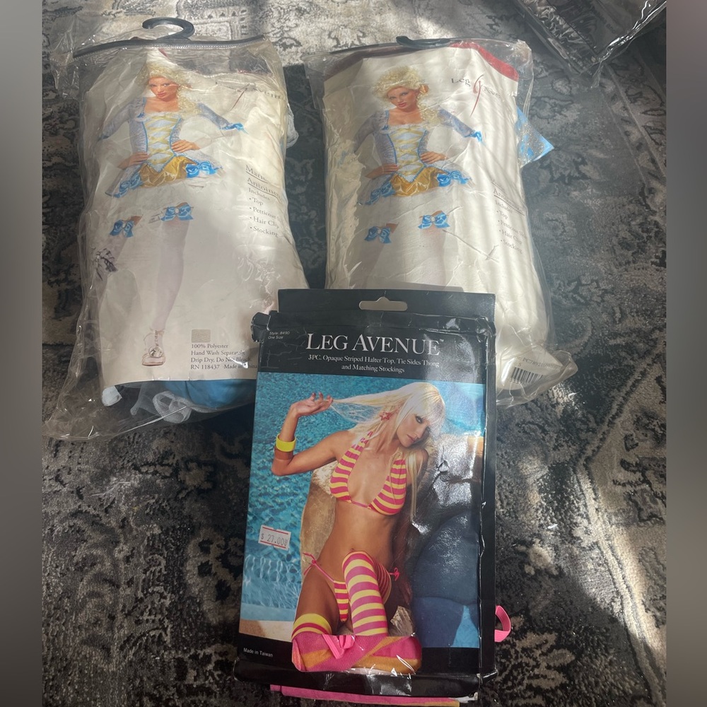2 Marie Antoinette costumes and Leg Avenue outfit bundle